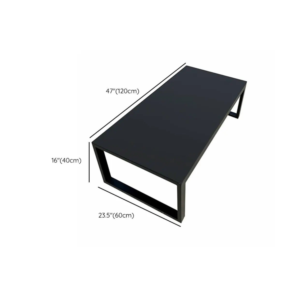 Black Aluminium Alloy Rectangular Outdoor Coffee Table 