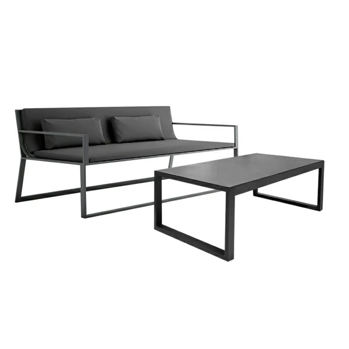 Black Aluminium Alloy Rectangular Outdoor Coffee Table Image - 6