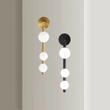 Black and Gold Vertical String Globe LED Wall Sconce Image - 1