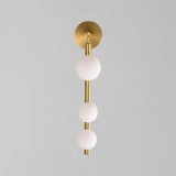 Black and Gold Vertical String Globe LED Wall Sconce Image - 9