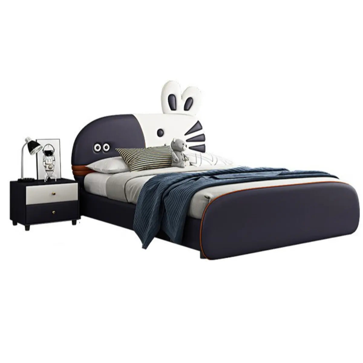 Black Animals Theme Upholstered Kids Bed for Boy Image - 6