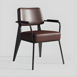 Black Backrest Arm Leather Metal Standard Dining Chair Image - 18