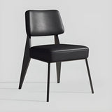 Black Backrest Arm Leather Metal Standard Dining Chair Image - 2