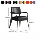 Black Backrest Arm Leather Metal Standard Dining Chair Image - 20