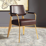 Black Backrest Arm Leather Metal Standard Dining Chair Image - 8