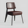 Black Backrest Arm Leather Metal Standard Dining Chair Image - 9