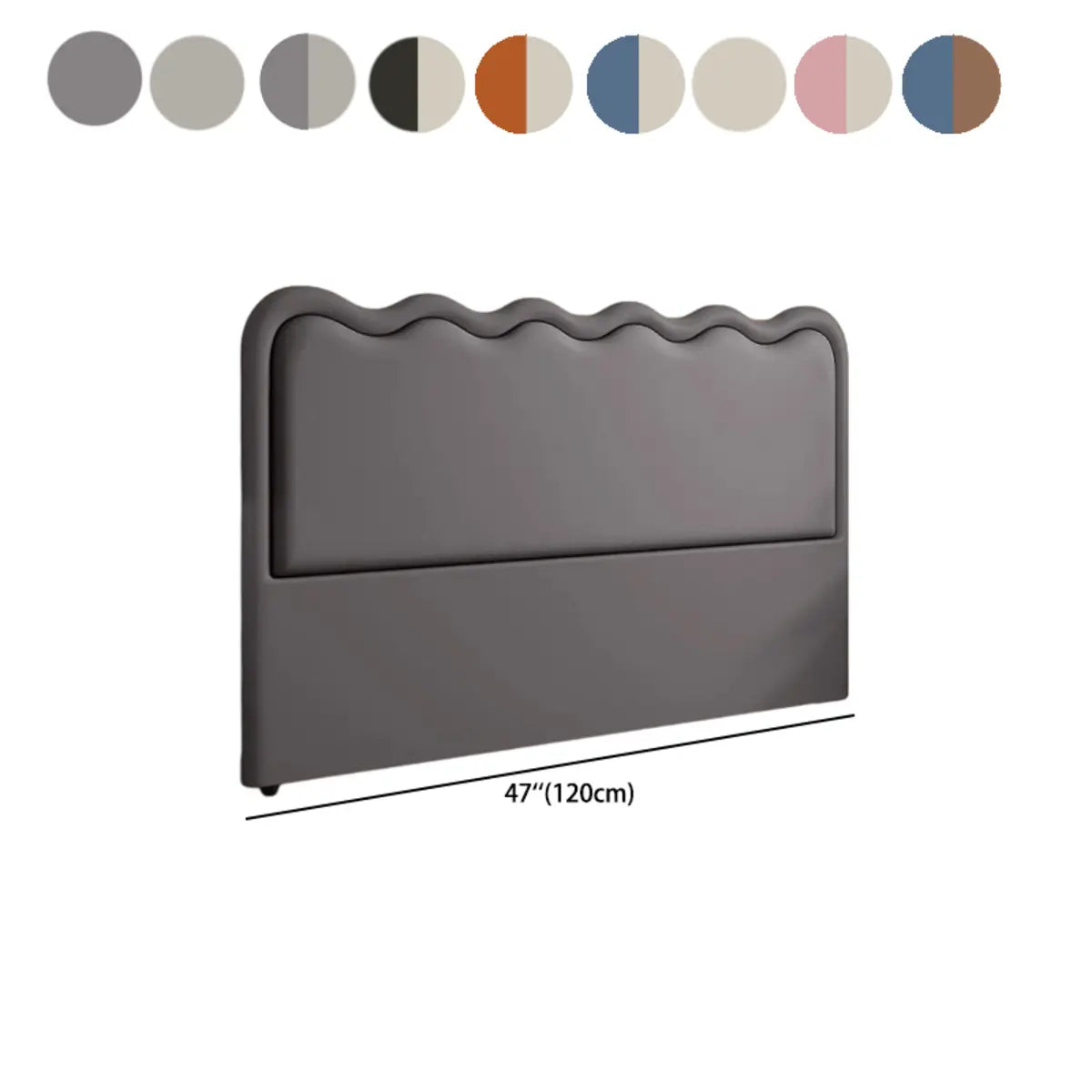 Black Beige Wavy Upholstered Rectangular Headboard 