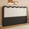 Black Beige Wavy Upholstered Rectangular Headboard Image - 3