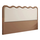 Black Beige Wavy Upholstered Rectangular Headboard Image - 4