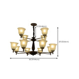 Black Bell Floral Glass Chandelier Adjustable Height Image - 16