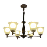 Black Bell Floral Glass Chandelier Adjustable Height Image - 9