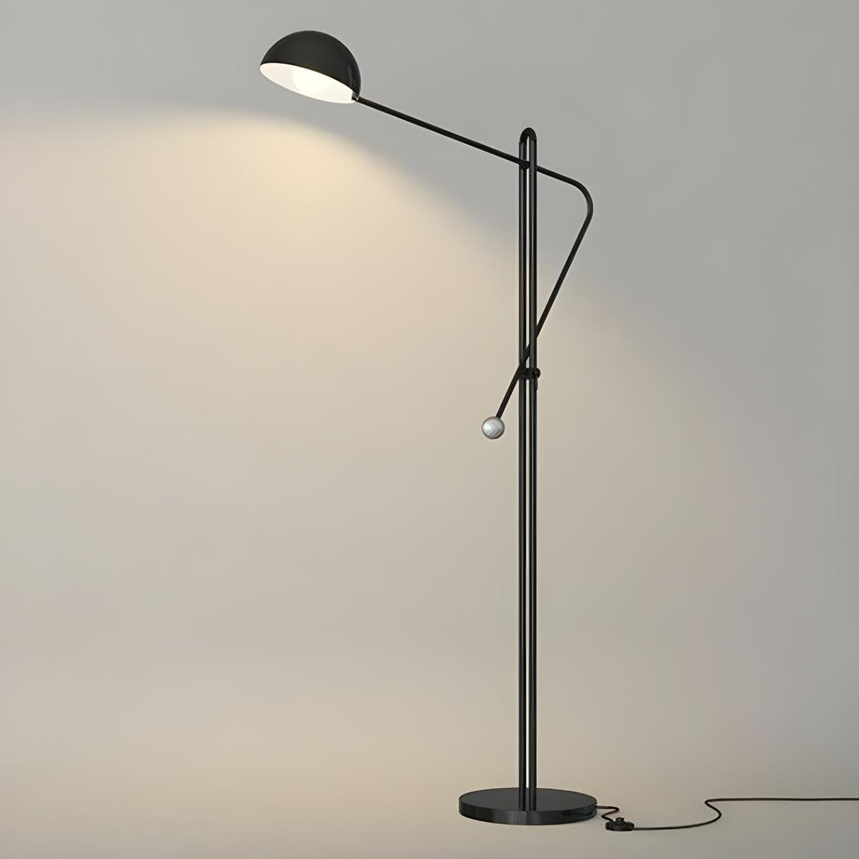 Black Bowl Modern Adjustable Metal LED Floor Lamp Image - 11