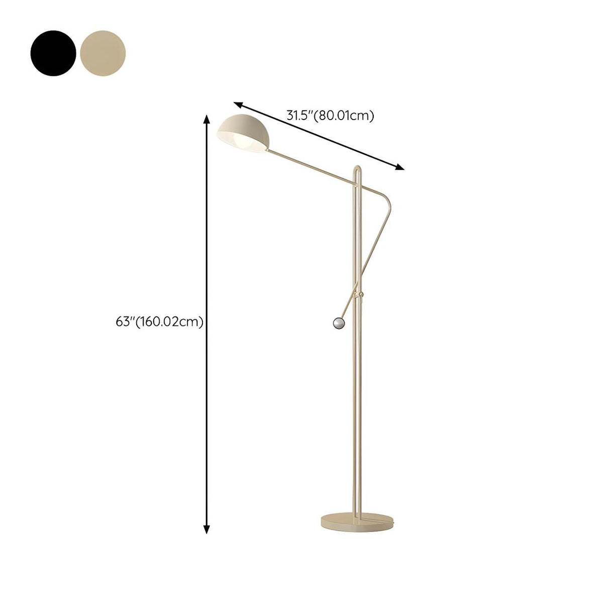 Black Bowl Modern Adjustable Metal LED Floor Lamp 