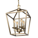 Black Cage Chain Metal 3-Light Small Foyer Chandelier Image - 2