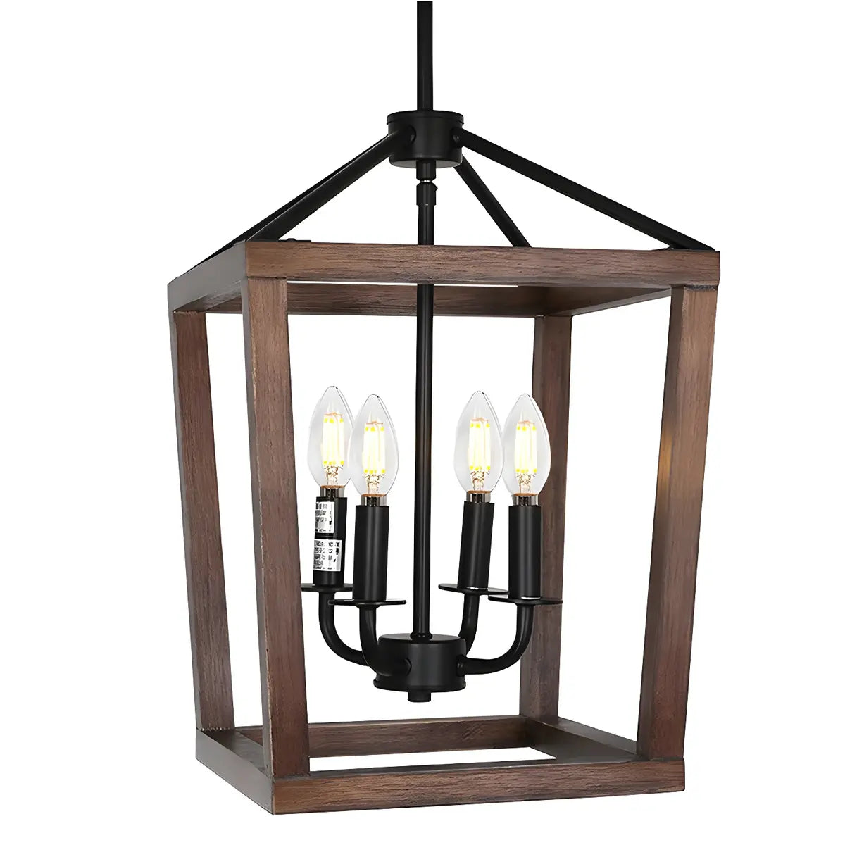 Black Cage Chain Metal 3-Light Small Foyer Chandelier Image - 3