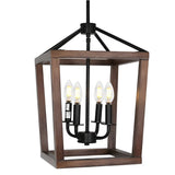 Black Cage Chain Metal 3-Light Small Foyer Chandelier Image - 3