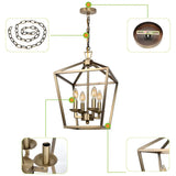 Black Cage Chain Metal 3-Light Small Foyer Chandelier Image - 7