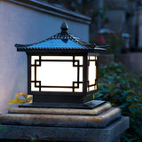 Black Chic Oriental Metal Pagoda Outdoor Lantern  Lamp Image - 1