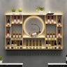 Black Circular Metal Wall Wine Rack with Glass Shelf Image - 12