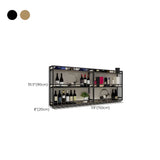 Black Circular Metal Wall Wine Rack with Glass Shelf Image - 16