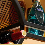 Black Circular Metal Wall Wine Rack with Glass Shelf Image - 8