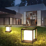 Black Classic Cube Metal Garden Outdoor Table Lamp Image - 11