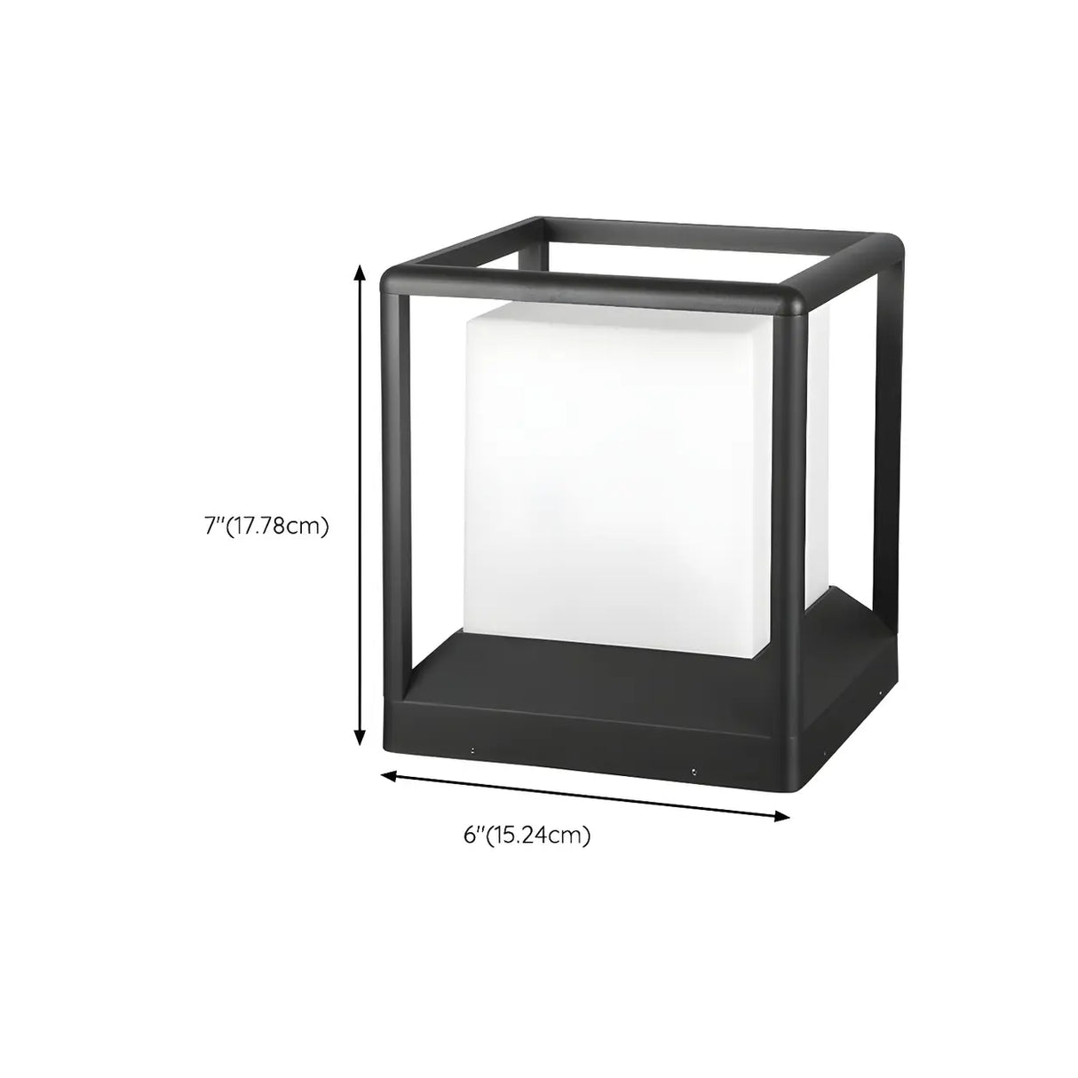 Black Classic Cube Metal Garden Outdoor Table Lamp 