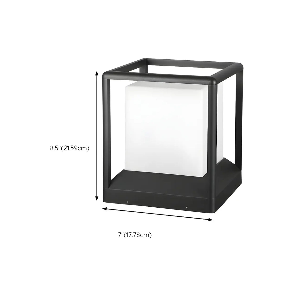 Black Classic Cube Metal Garden Outdoor Table Lamp Image - 16