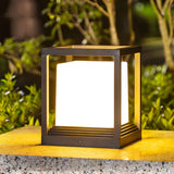 Black Classic Cube Metal Garden Outdoor Table Lamp Image - 3