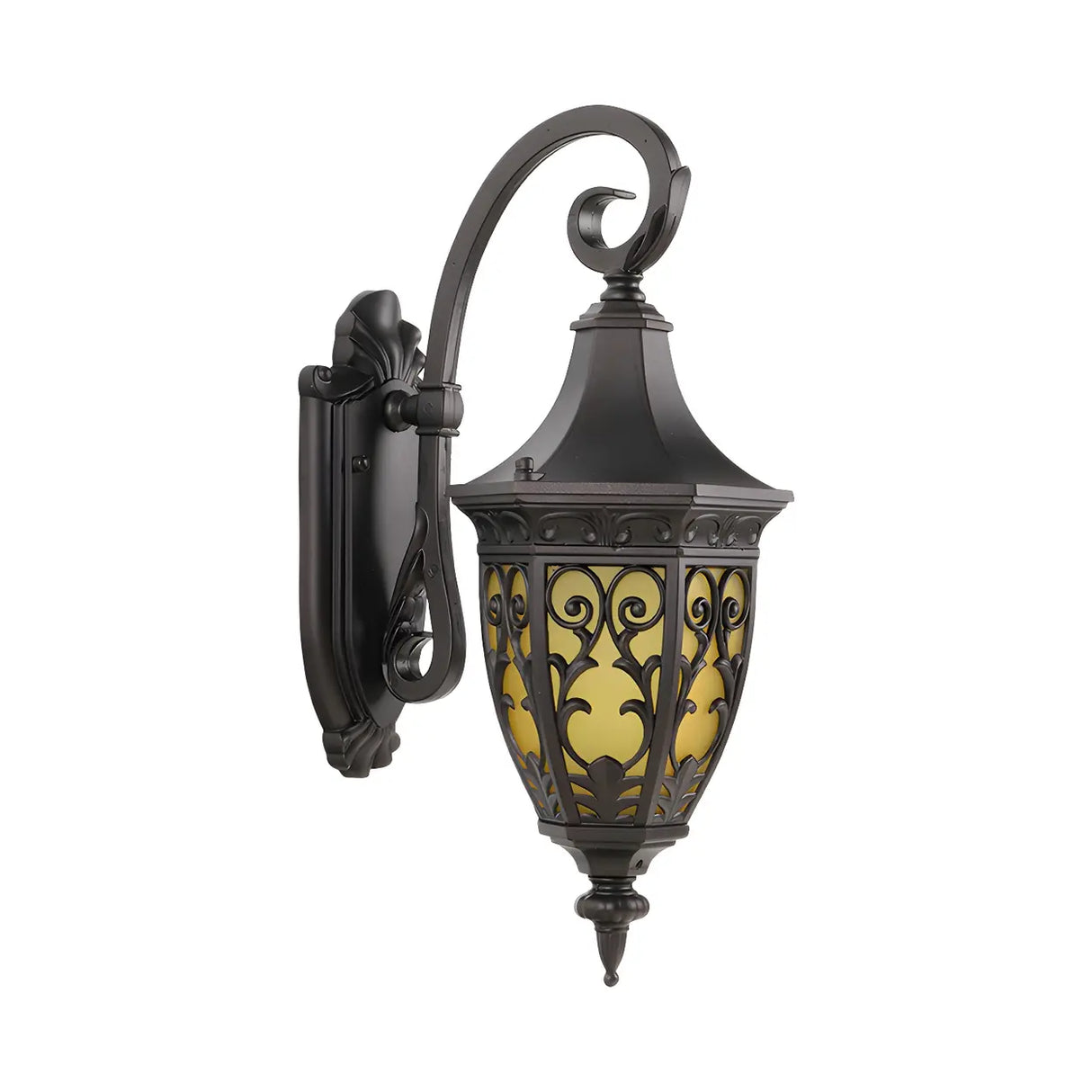 Black Classic Metal External LED Wall Lantern Light Image - 3