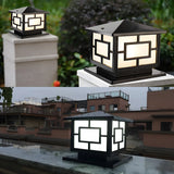 Black Classic Metal Garden Geometric Outdoor Lamp Image - 12