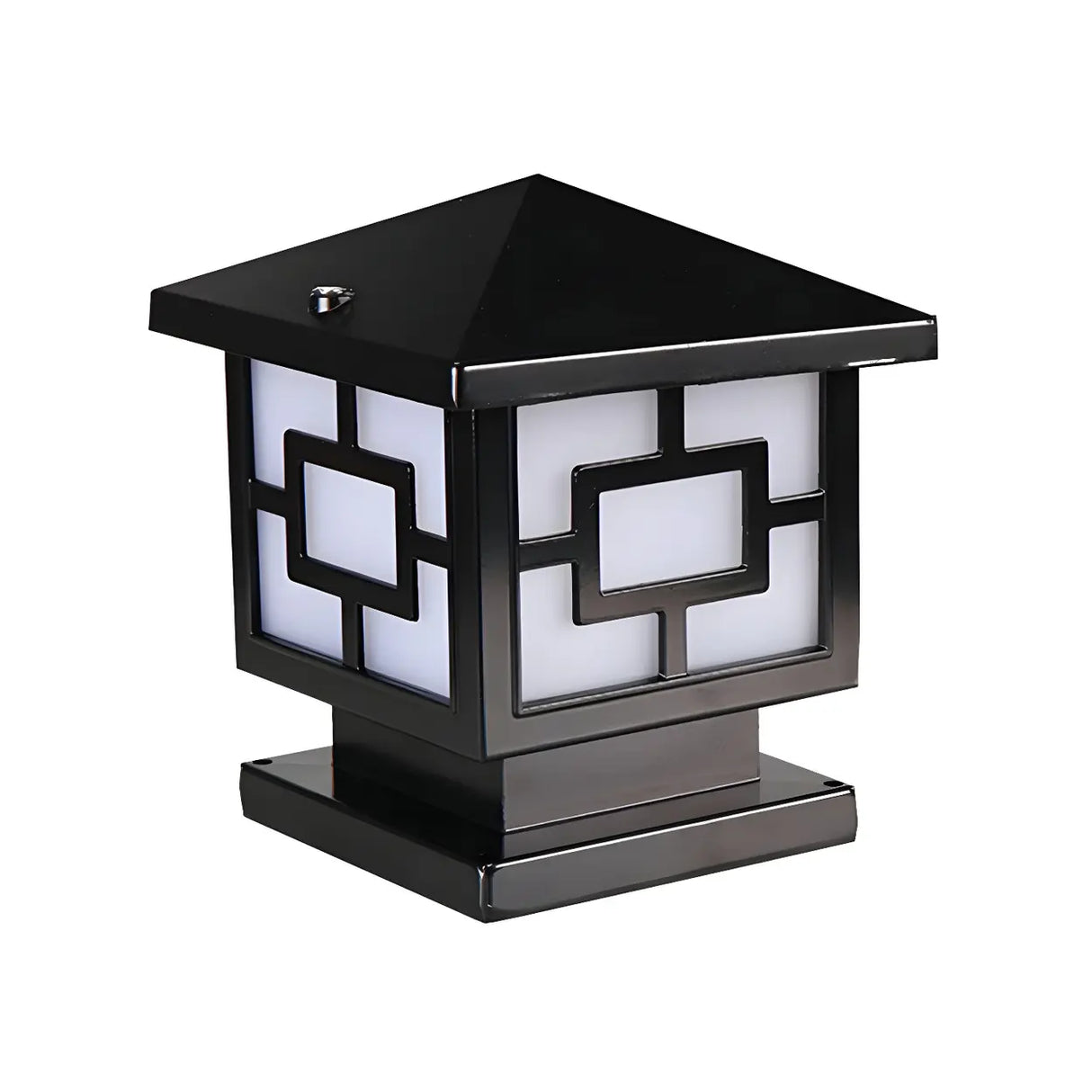 Black Classic Metal Garden Geometric Outdoor Lamp Image - 2