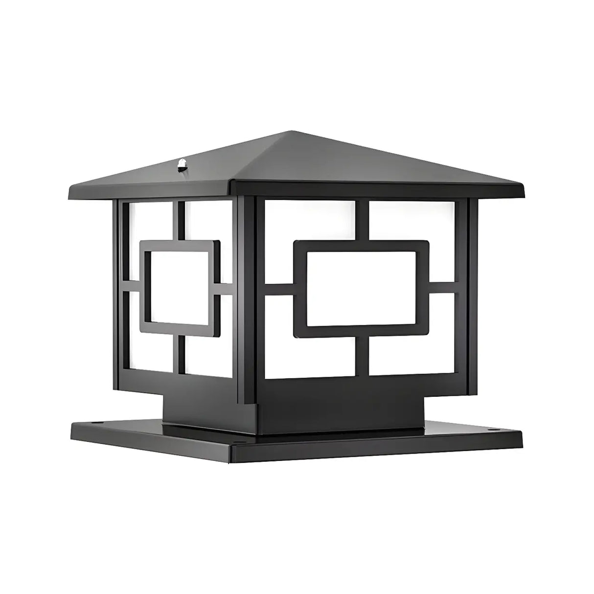 Black Classic Metal Garden Geometric Outdoor Lamp Image - 3