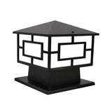 Black Classic Metal Garden Geometric Outdoor Lamp Image - 7