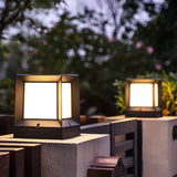 Black Classic Simple Solar Cube Metal Outdoor Path Light Image - 15