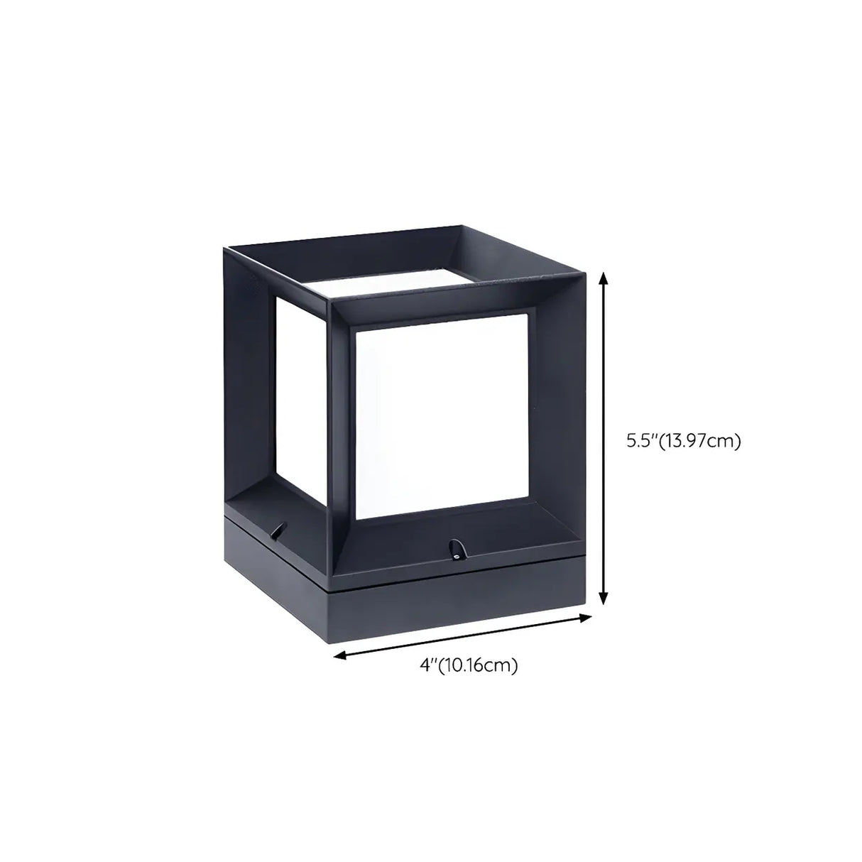 Black Classic Simple Solar Cube Metal Outdoor Path Light 