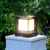 Black Classic Simple Solar Cube Metal Outdoor Path Light Image - 4