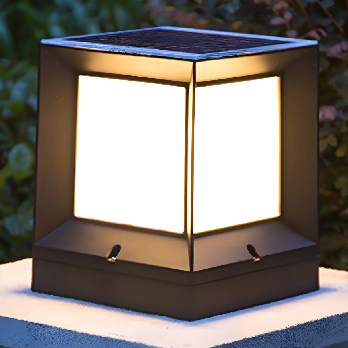 Black Classic Simple Solar Cube Metal Outdoor Path Light Image - 9