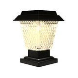 Black Classic Square Glass Outdoor Solar Table Lamp Image - 6