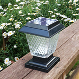 Black Classic Square Glass Outdoor Solar Table Lamp Image - 9