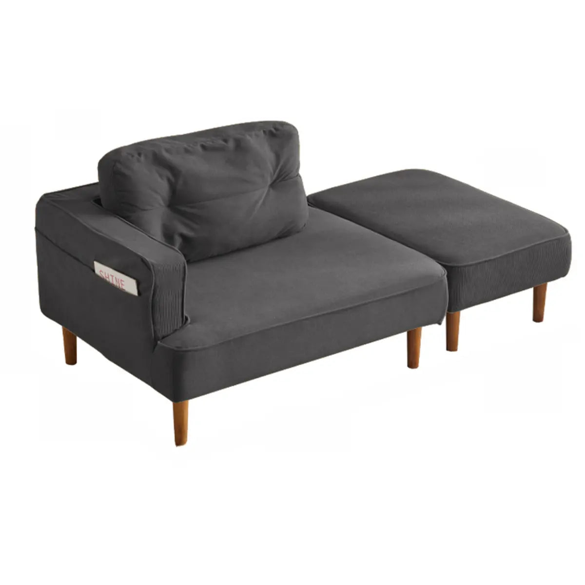 Black Compact Storage Lounge Chair with Pocket and Pillow Image - 19