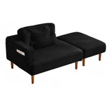 Black Compact Storage Lounge Chair with Pocket and Pillow Image - 23