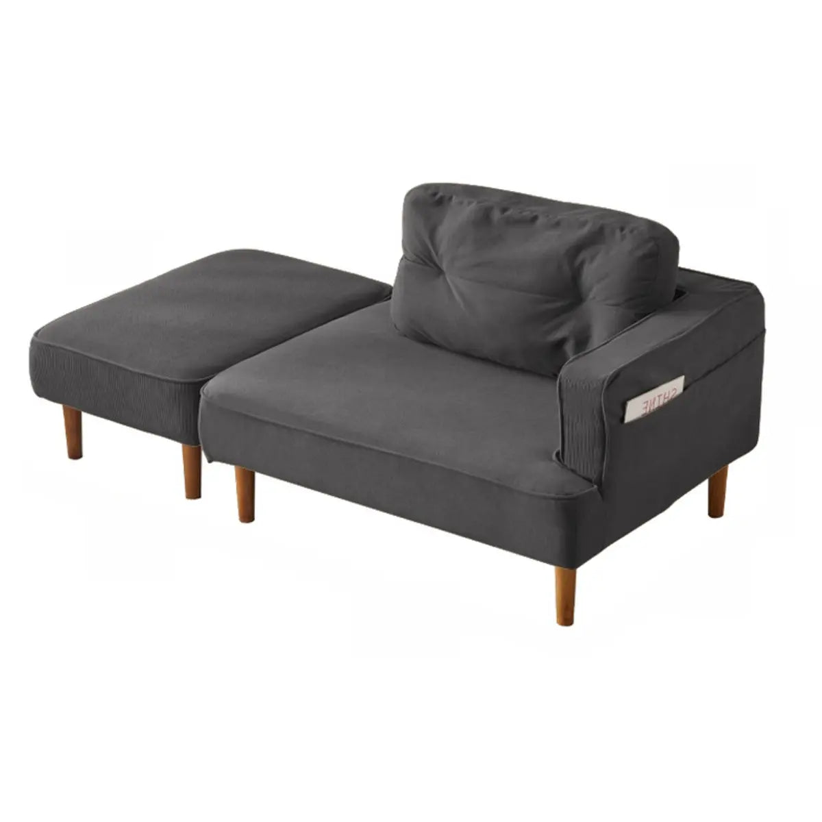 Black Compact Storage Lounge Chair with Pocket and Pillow Image - 32