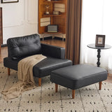 Black Compact Storage Lounge Chair with Pocket and Pillow Image - 5