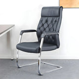 Black Contempoary Armless Faux Leather Office Chair Image - 1