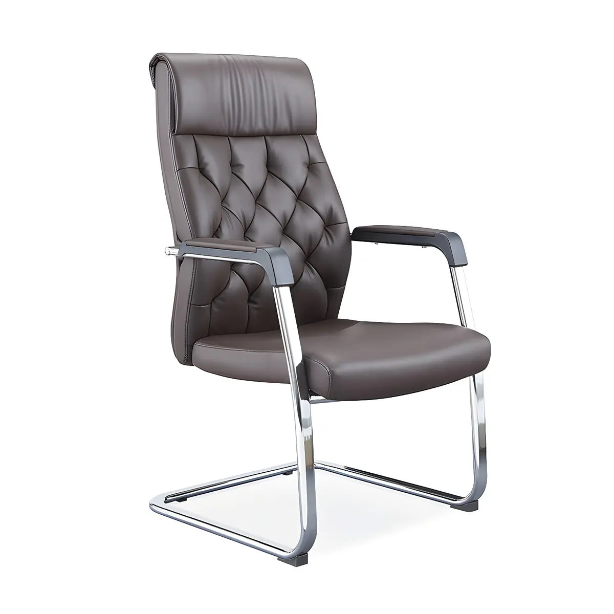 Black Contempoary Armless Faux Leather Office Chair Image - 10