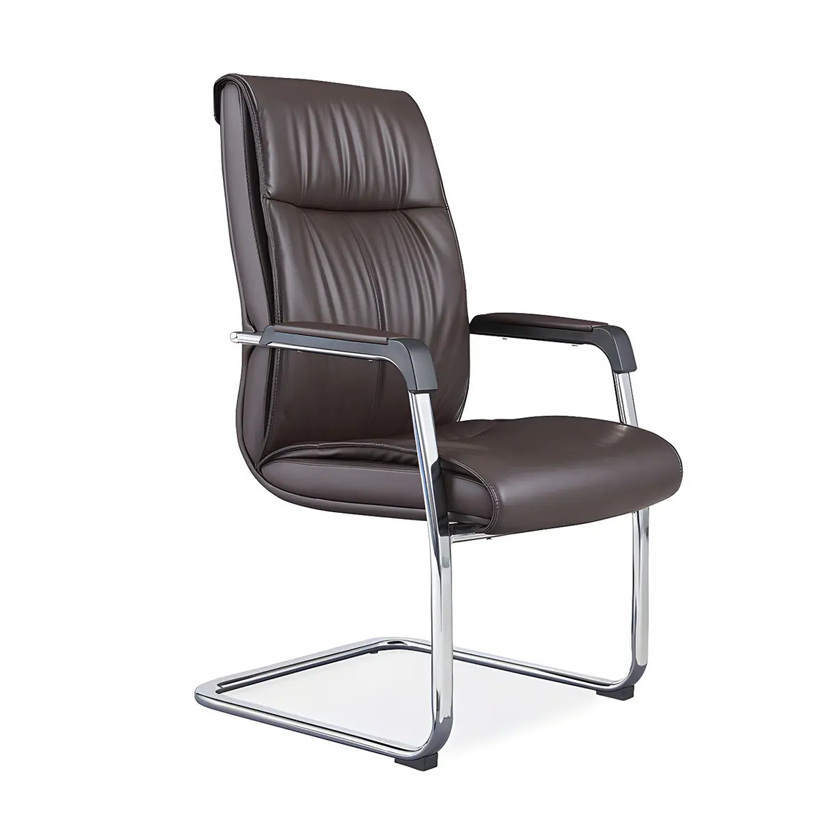 Black Contempoary Armless Faux Leather Office Chair Image - 19