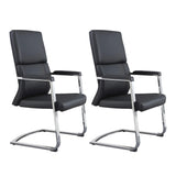 Black Contempoary Armless Faux Leather Office Chair Image - 20