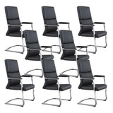 Black Contempoary Armless Faux Leather Office Chair Image - 23