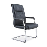 Black Contempoary Armless Faux Leather Office Chair Image - 32